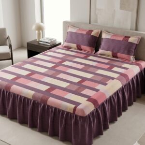 premium 3pcs patch work frill bed sheet set 100% pure cotton king size bedding with 2 side frills
