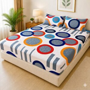 al shams home premium fancy quilted waterproof fitted bed sheet set printed king size mattress protector with 2 pillow covers